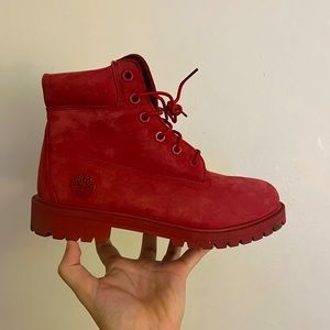 Red Timberland size 5.5